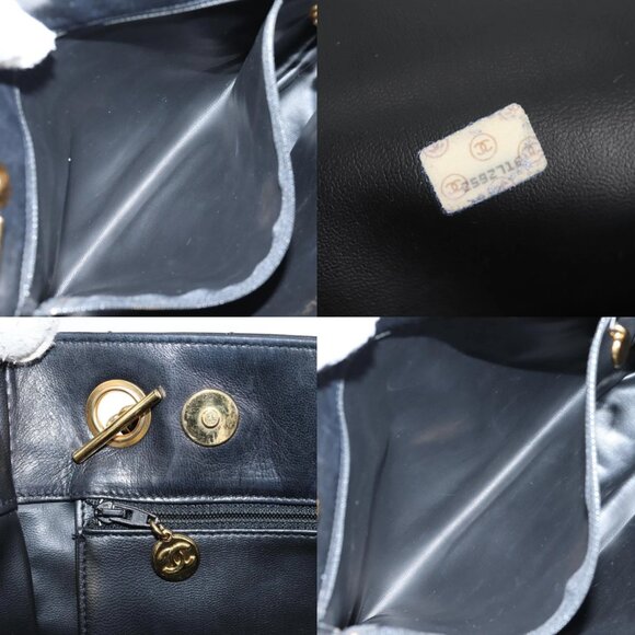 CHANEL Matelasse Chain Shoulder Bag Lamb Skin Black Gold CC Auth yk18208 - Picture 14 of 15